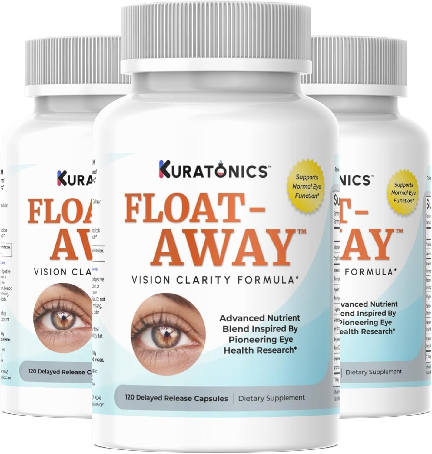 Kuratonics Float-Away: 2 Fórmulas de Claridad Ocular Clínicamente Probadas en 1 (120 Cápsulas)