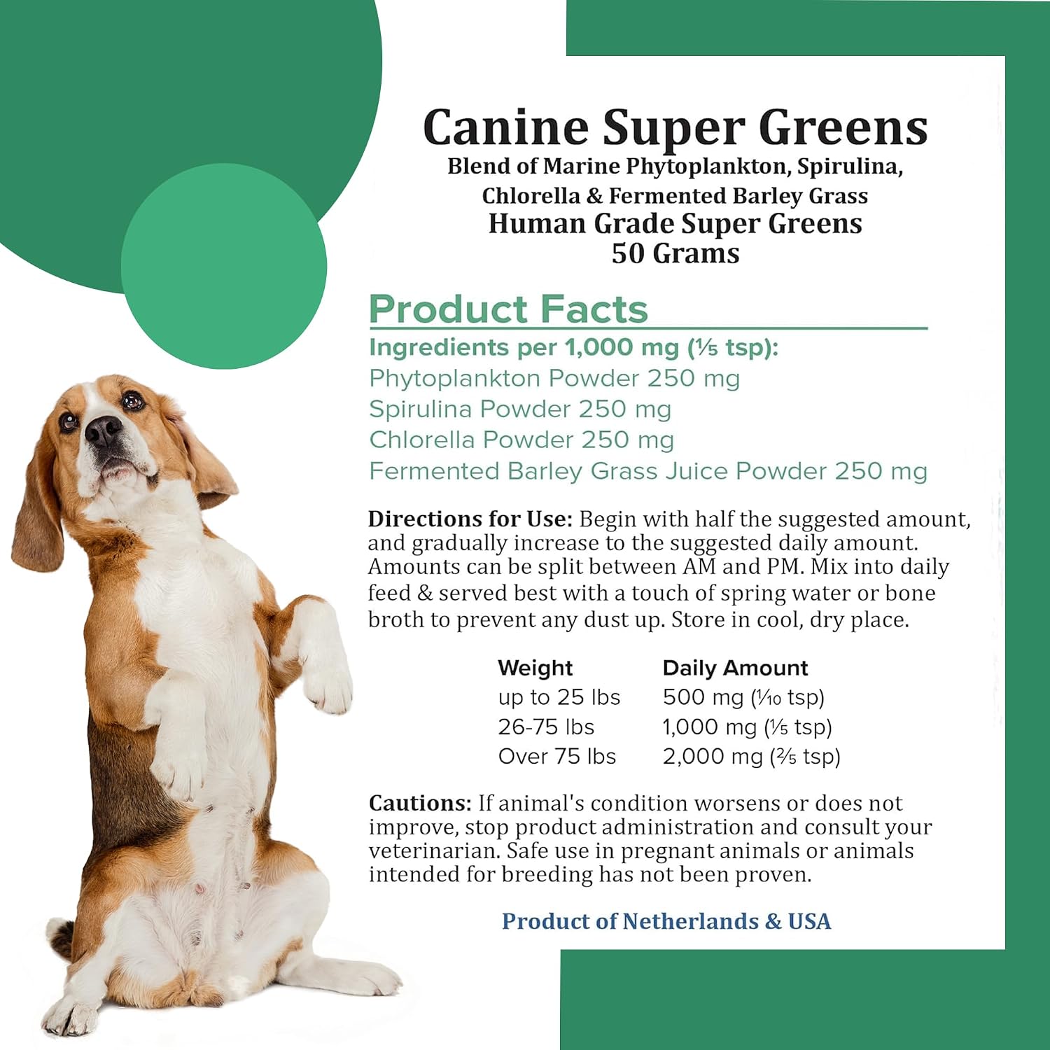 Holistic Bin Canine Super Greens - Complemento en polvo vegetal para perros (50g)