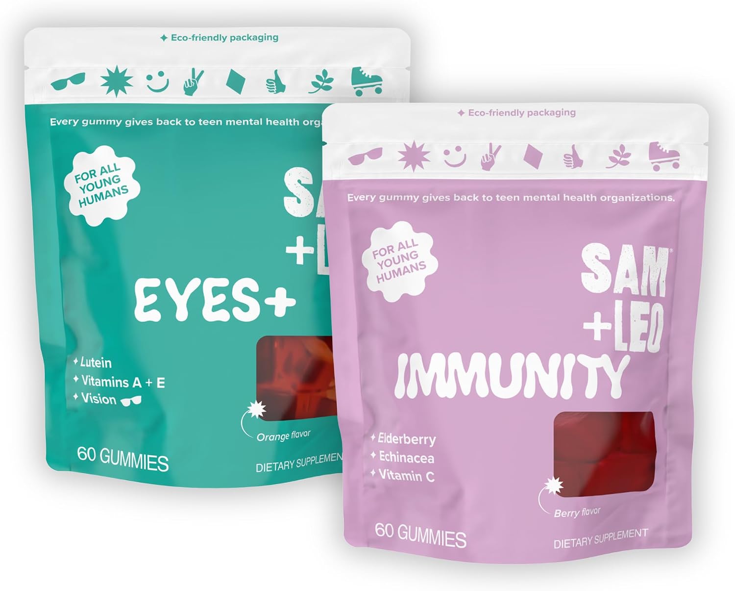 SAM+LEO Gominolas de Complejo B con Biotina para Niños y Adolescentes - Sin Cafeína - Sabor Fresa (60 uds)
