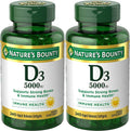 Nature's Bounty Vitamina D3, Apoyo Inmunológico, 125 mcg (5000 UI), Cápsulas Blandas de Liberación Rápida, 240 unidades - Pack de 2