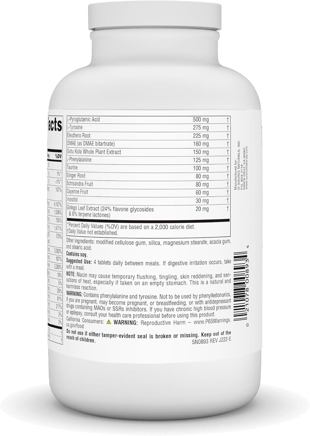 Source Naturals Mental Edge - Suplemento para la memoria y concentración - 240 comprimidos