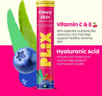 PLIX Glowy Skin 500mg Glutatión con Ácido Hialurónico, Vitamina C, E y Bayas | 90 Comprimidos Efervescentes, Sabor Fresa