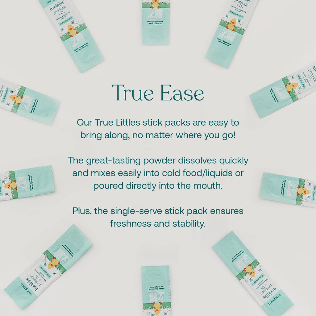 True Grace True Littles - Probiótico + Vitamina D3 para Niños - 30 Stick Packs