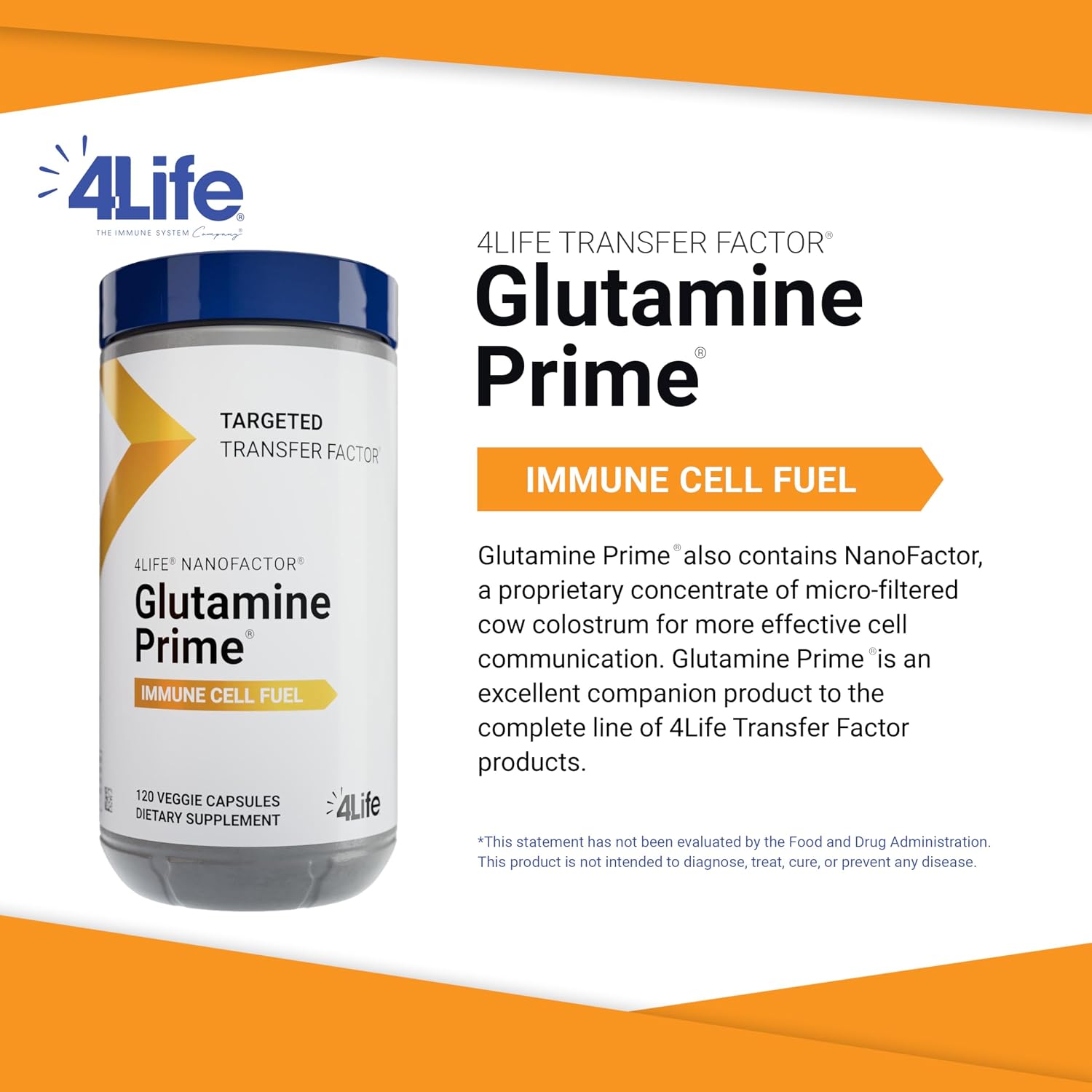 4Life Targeted Transfer Factor Glutamine Prime – 120 Cápsulas Veganas