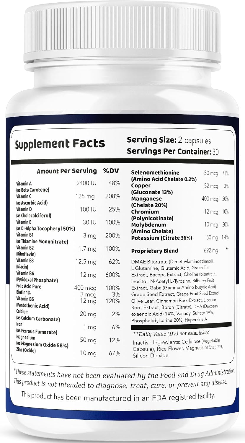 Memoforce Brain Supplement (2 Pack) – 120 Cápsulas – Fórmula Premium para el Bienestar General
