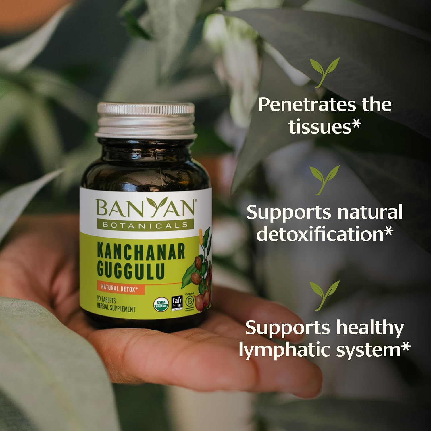 Banyan Botanicals Kanchanar Guggulu Tablets – Organic Lymphatic Supplement with Guggulu Resin – 90 Tablets – Vegan Non-GMO