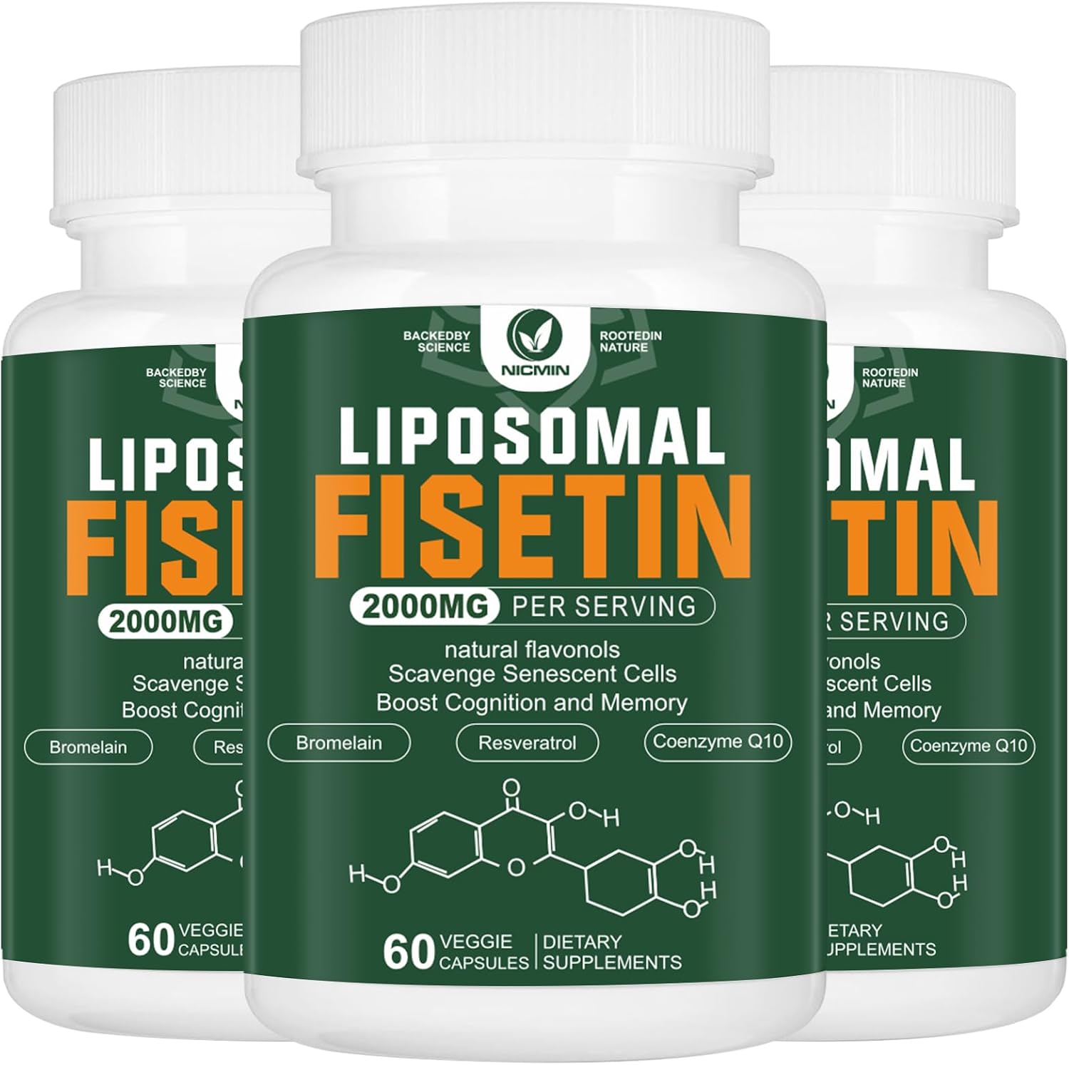 Suplemento de Fisetina Liposomal 2000mg - NICMIN (180 Cápsulas)