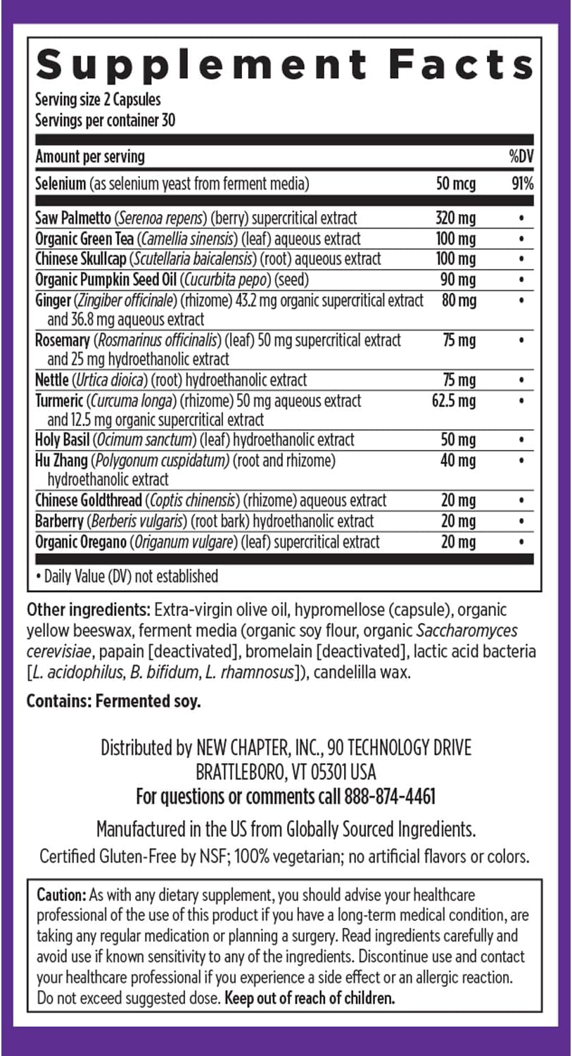 New Chapter Zyflamend Prostate – Saw Palmetto, Aceite de Pepita de Calabaza y Cúrcuma, 60 Cápsulas Vegetarianas