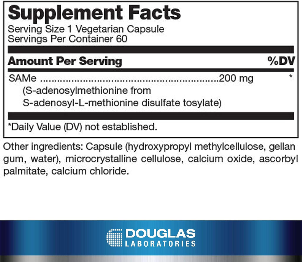 Douglas Laboratories SAM-e | Apoyo para Articulaciones, Hígado, Neurotransmisores y Metilación | 60 Cápsulas