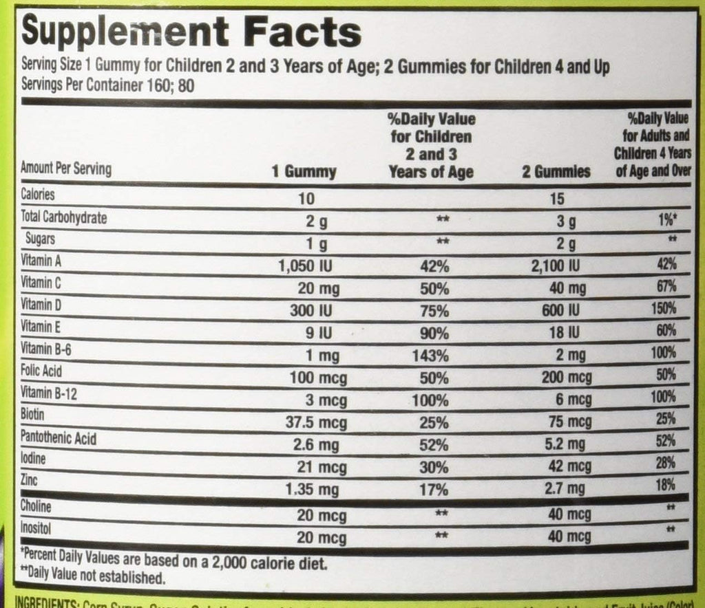 Kirkland Signature Gominolas Multivitamínicas Completas para Niños, 160 unidades (Paquete de 4)