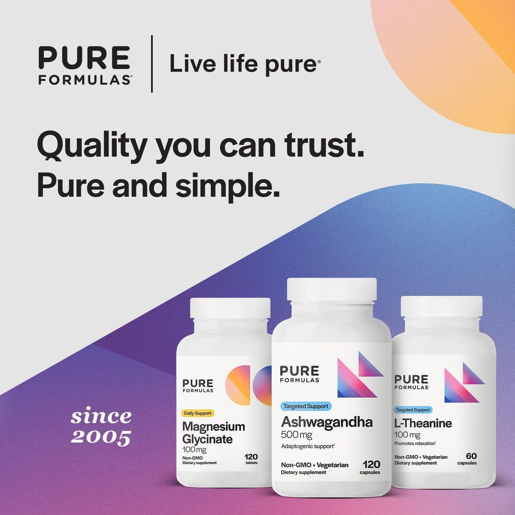 PureFormulas Ashwagandha 500 mg, 120 Cápsulas - Suplemento Adaptógeno