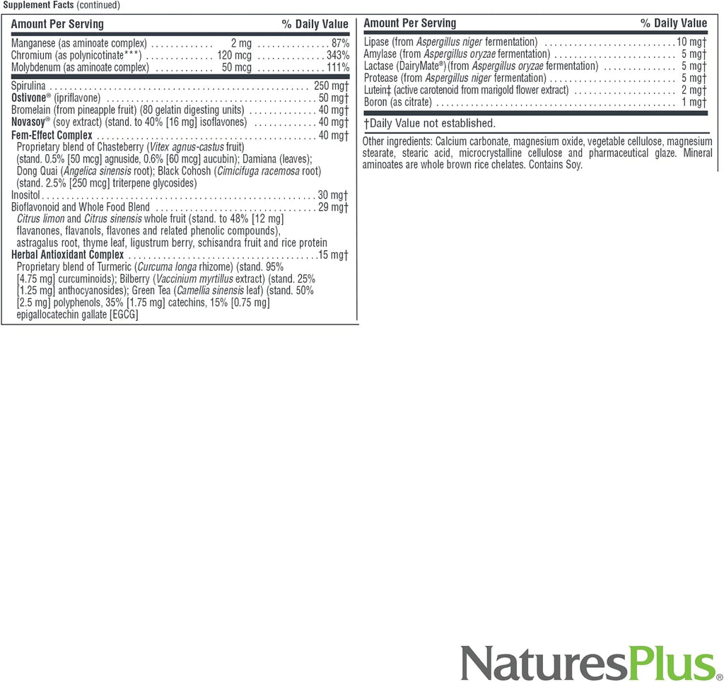 NaturesPlus Source of Life Women - 60 Comprimidos - Suplemento Multivitamínico y Mineral