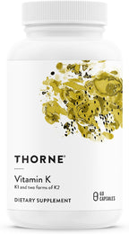 THORNE - Vitamina K - Vitaminas K1 y K2 (como MK-4 y MK-7) - 60 Cápsulas