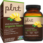 Folate Orgánico - Apoyo Prenatal de Alimentos Integrales - 800mcg de Ácido Fólico (100 Cápsulas)
