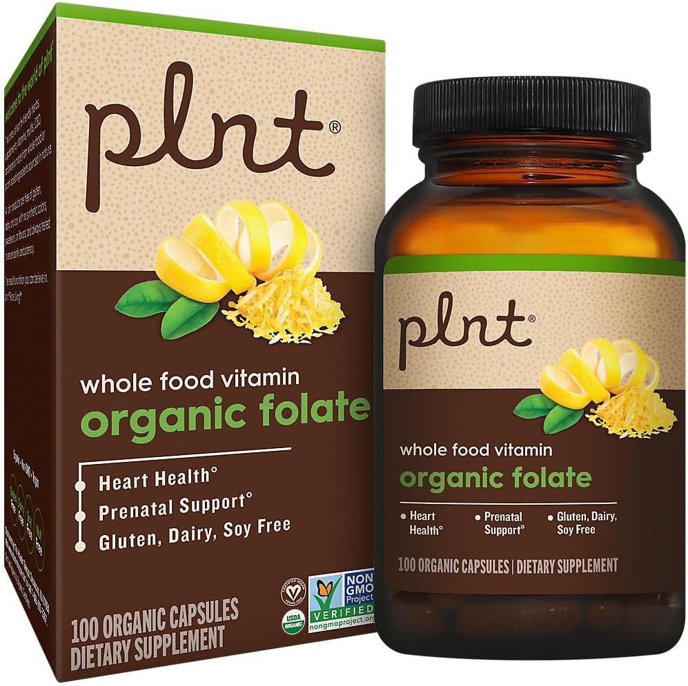 Folate Orgánico - Apoyo Prenatal de Alimentos Integrales - 800mcg de Ácido Fólico (100 Cápsulas)