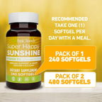 Basic Brands Super Happy Sunshine Vitamina D3 5000 IU | 240 Cápsulas Blandas
