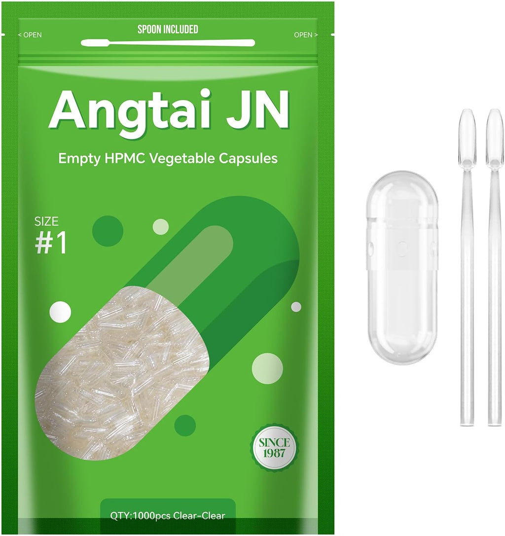 Angtai JN Cápsulas Vacías Veganas Tamaño 1 - 500 uds - Sin Gluten, No OGM, Halal