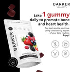 Barker Wellness Gominolas de Vitamina D3 y K2 – Alta potencia 6000 UI D3 + 200 mcg K2 para huesos fuertes, salud cardiovascular y apoyo inmunitario | Vegano, sin azúcar, delicioso sabor a bayas mixtas | 30 dosis