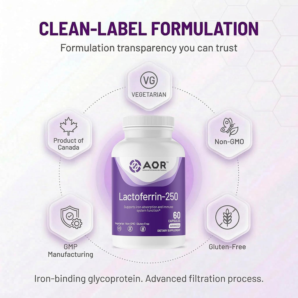 AOR Lactoferrina 250mg, 60 Cápsulas Vegetales