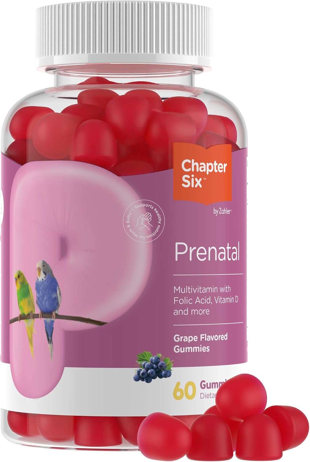 Zahler Prenatal Gummies - Apoya el Desarrollo Fetal para Futuras Mamás - Ácido Fólico y Vitamina A para el Apoyo General de la Salud - Kosher, Sin Gluten y Aptas para Vegetarianos - 60 Gominolas, 30 Porciones