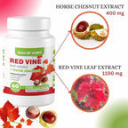 Dash of Vigor Extracto de Hoja de Vid Roja (Vitis Vinifera) y Castaño de Indias, 1500 mg, 60 Cápsulas