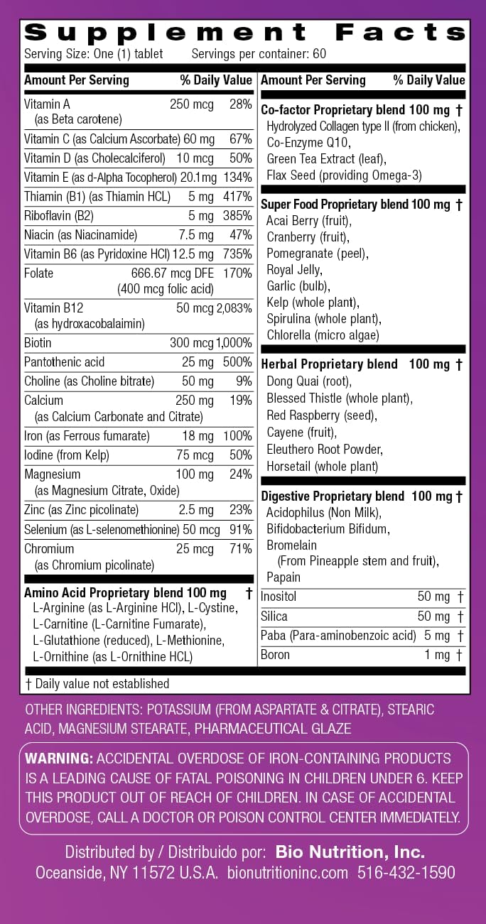 Bio Nutrition Women Wellness Tabs, 60 Comprimidos