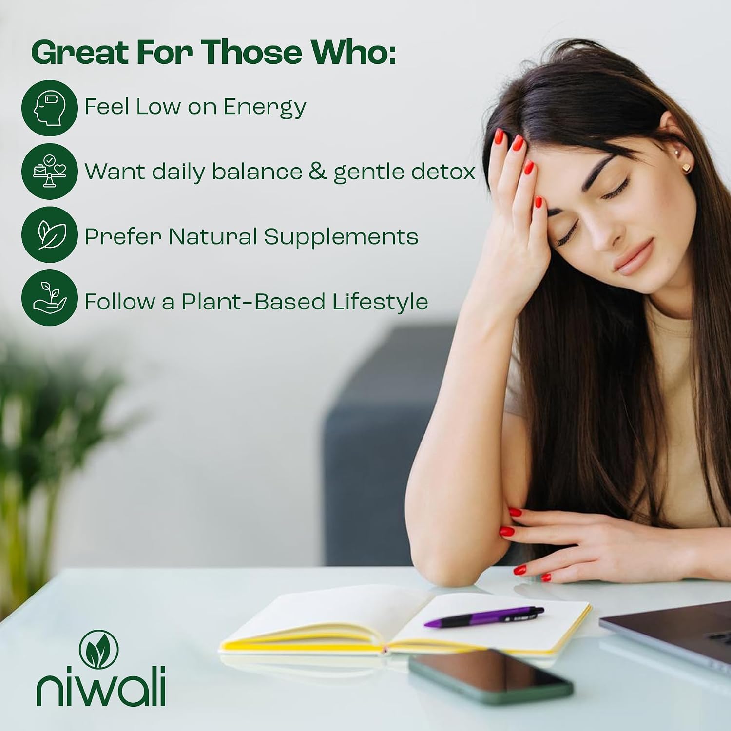 NIWALI Moringa Oleifera + Neem Suplemento Nutritivo | Apoyo Inmunitario y Energía | 90 Cápsulas (30 Días)