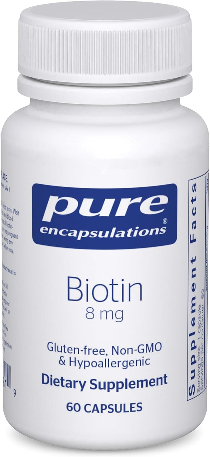 Pure Encapsulations Biotina 8 mg, 60 Cápsulas - Suplemento para Cabello, Piel y Uñas