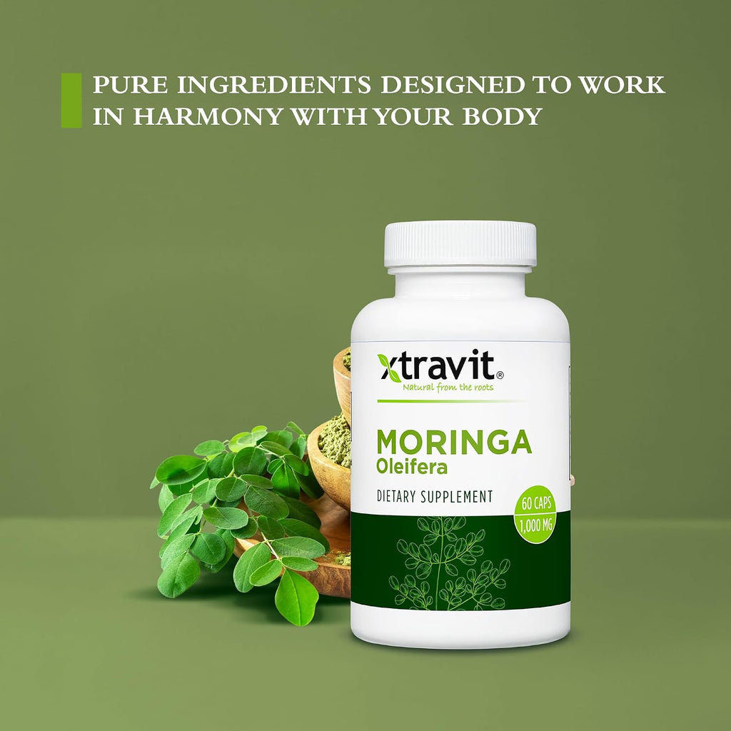 Xtravit Moringa Oleifera 1000 mg – 60 Cápsulas – Superalimento Natural Vegano