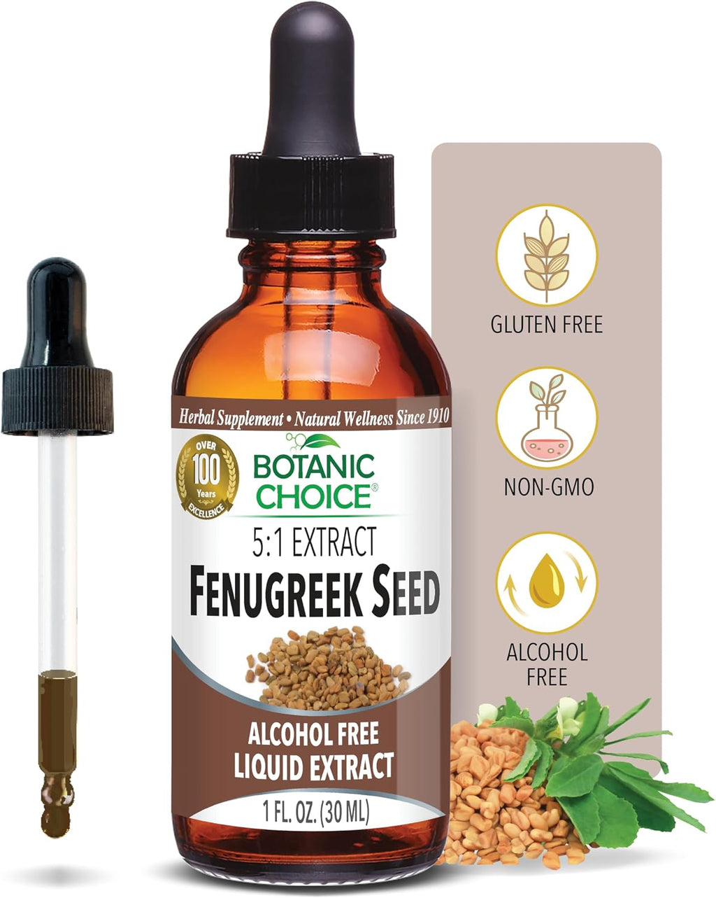Botanic Choice Extracto Líquido de Semilla de Fenogreco, 1 onza líquida (30 ml)