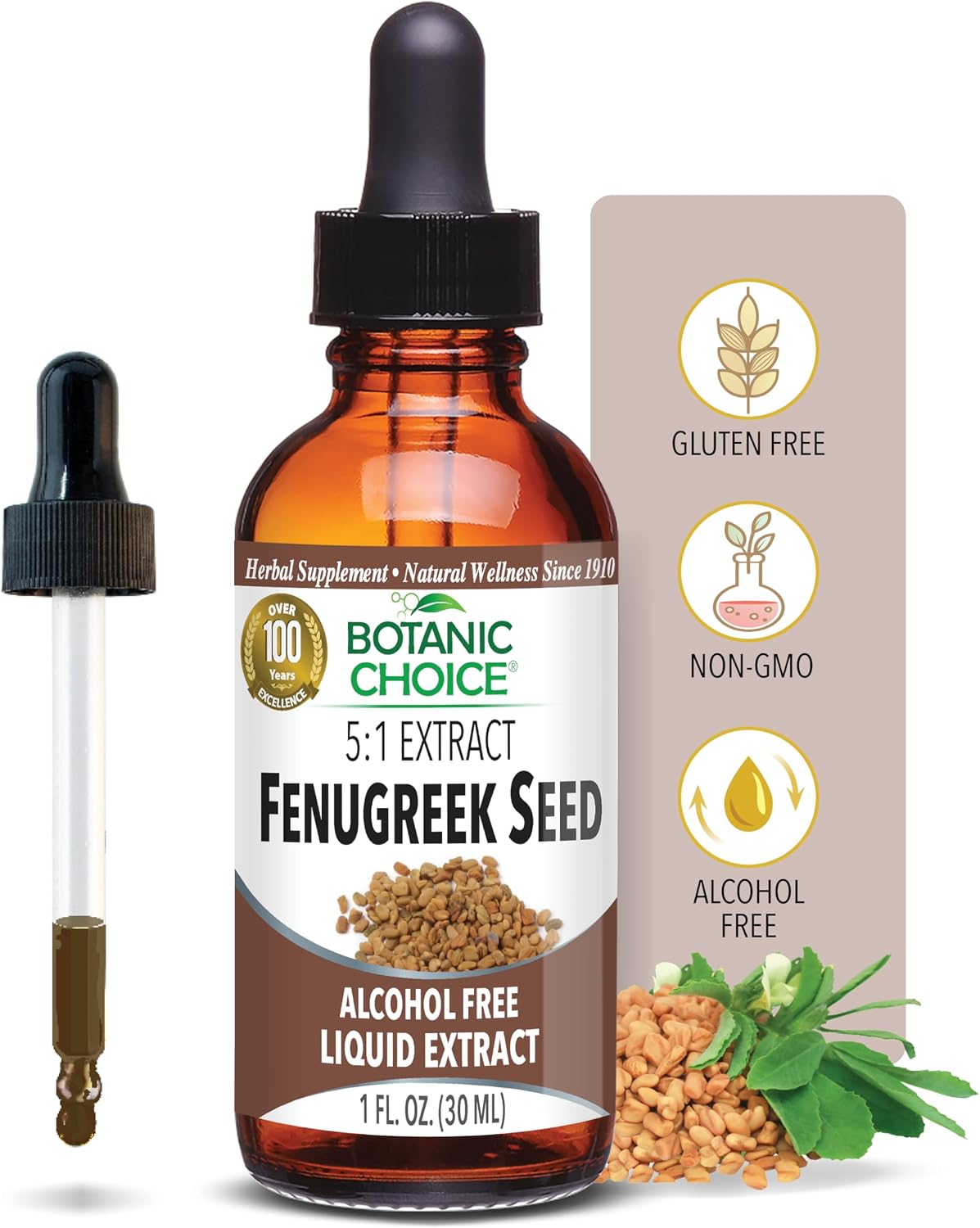 Botanic Choice Extracto Líquido de Semilla de Fenogreco, 1 onza líquida (30 ml)
