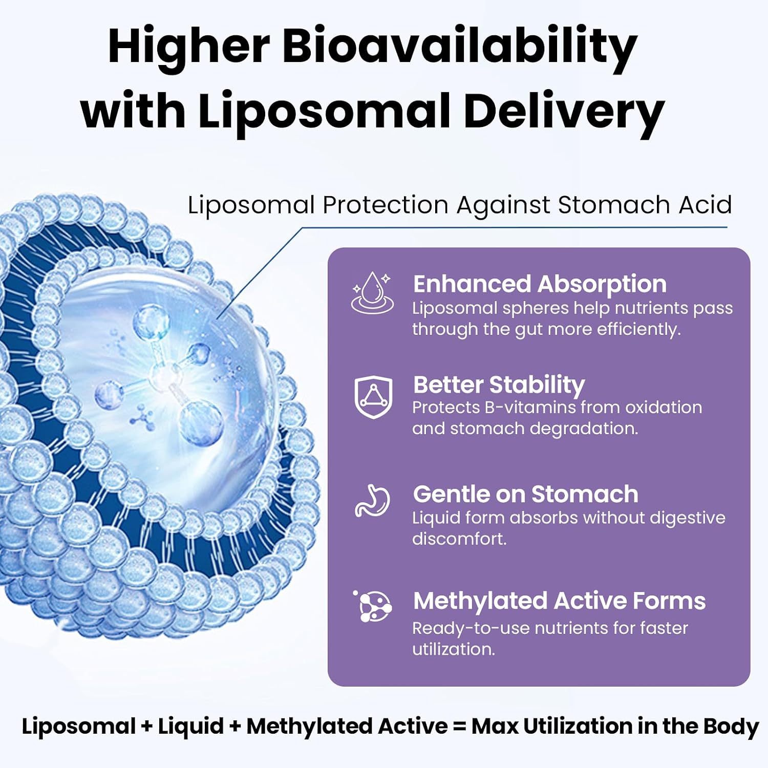 Complejo B Liposomal Líquido con Metilcobalamina y Folato, 60 ml