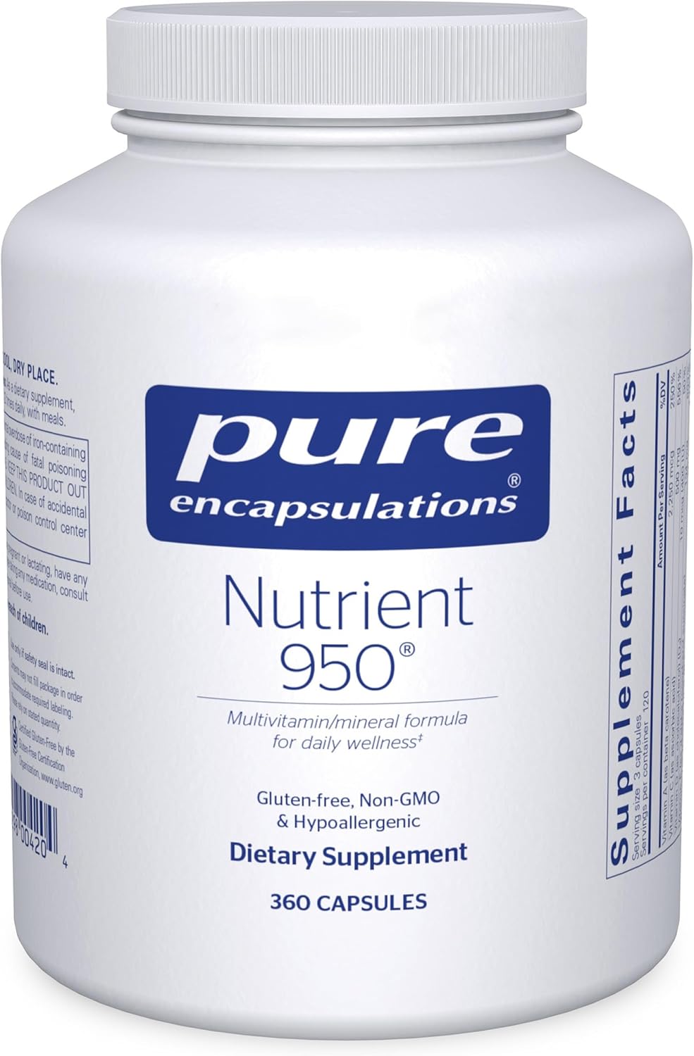 Pure Encapsulations Nutrient 950 - Multivitamínico Mineral Hipoalergénico - 180 Cápsulas