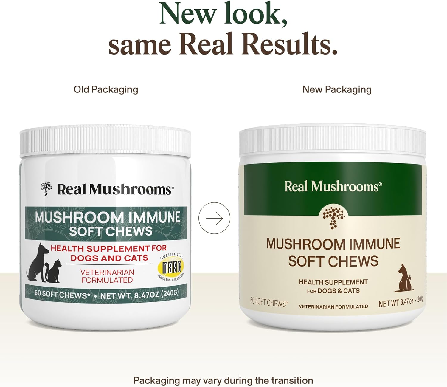 Real Mushroom Immune Pet Chews – Masticables de hongos para perros y gatos (60 uds)