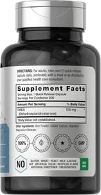 Horbäach DHEA 100mg | 200 Cápsulas | Suplemento para Hombres y Mujeres | No OGM, Sin Gluten