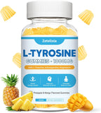 Gominolas de L-Tirosina 10-en-1, 2 Paquetes - Suplemento de Tirosina con L-Teanina, B6, D3, Zinc - Apoyo Cognitivo, Memoria, Energía y Estado de Ánimo - Sabor Fresa, 120 unidades