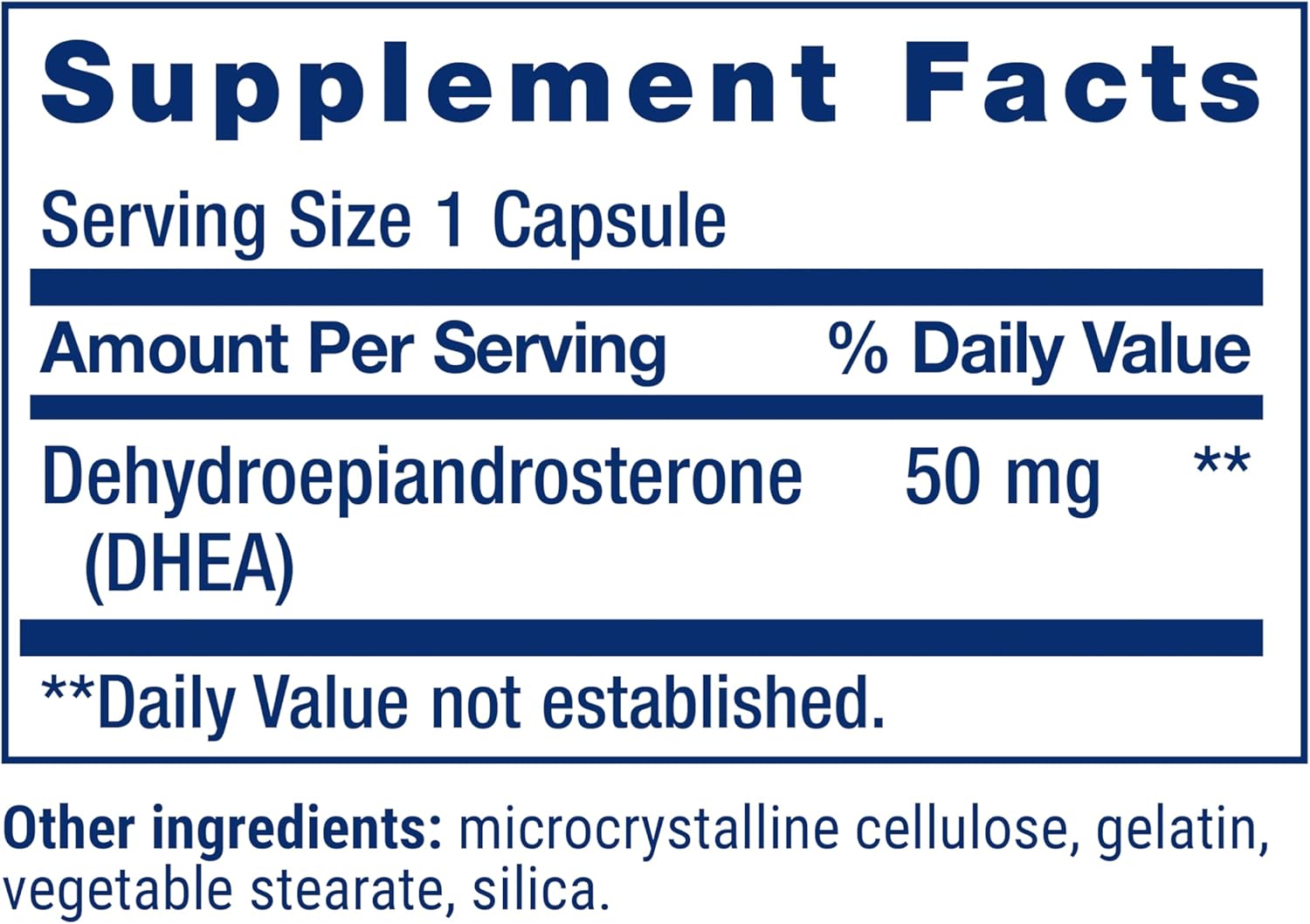 Life Extension DHEA 50 mg – Suplemento para el Equilibrio Hormonal, Memoria, Masa Muscular y Densidad Ósea