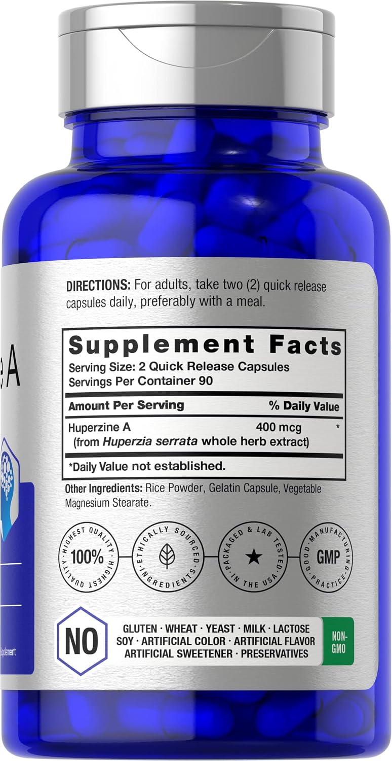 Horbäach Huperzina A 400 mcg | 180 Cápsulas | Complemento No-GMO y Sin Gluten