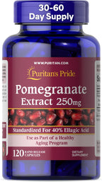 Extracto de Granada Premium 250 mg - Estandarizado al 40% de Ácido Elágico - 120 Cápsulas de Liberación Rápida