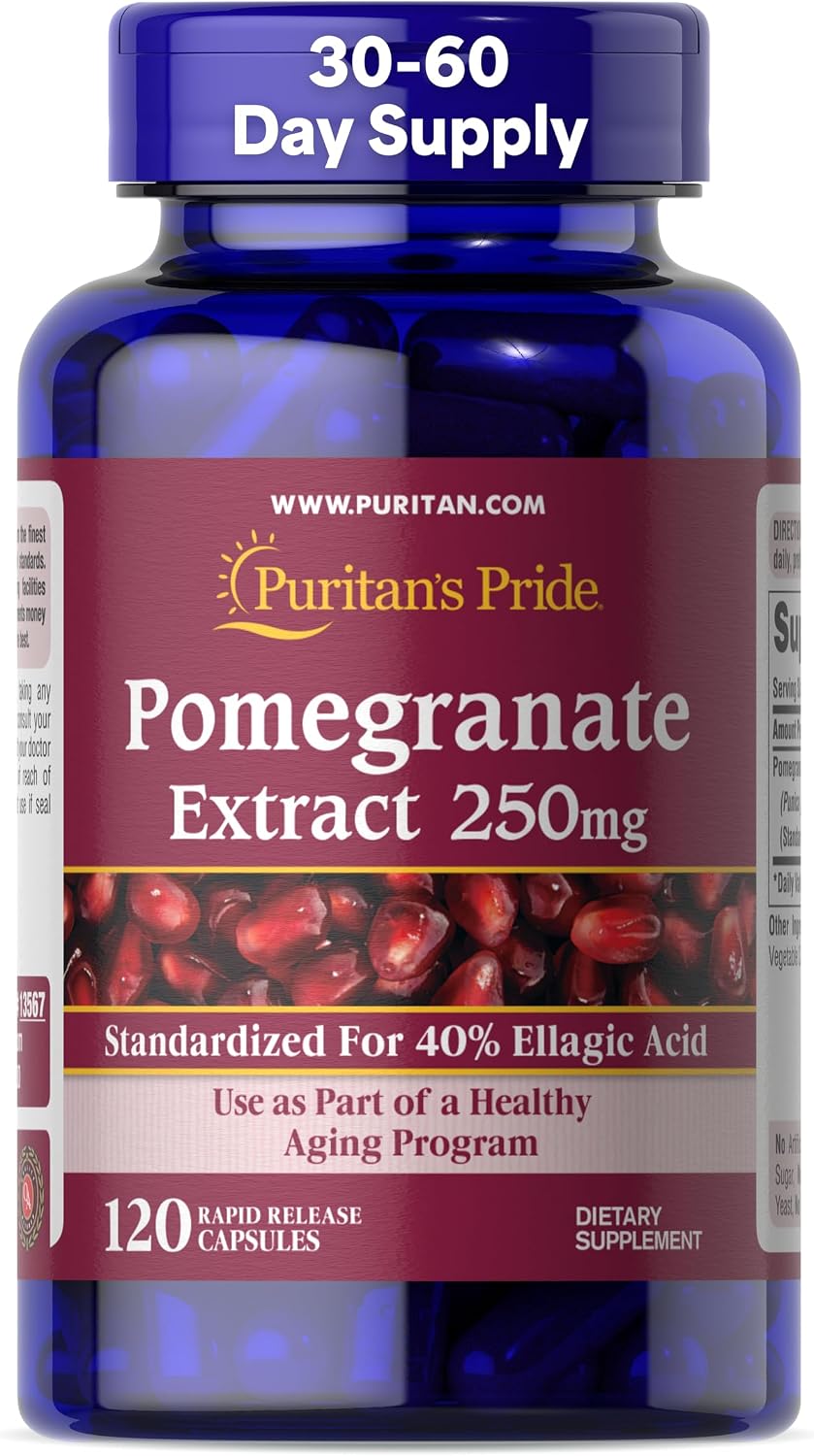 Extracto de Granada Premium 250 mg - Estandarizado al 40% de Ácido Elágico - 120 Cápsulas de Liberación Rápida