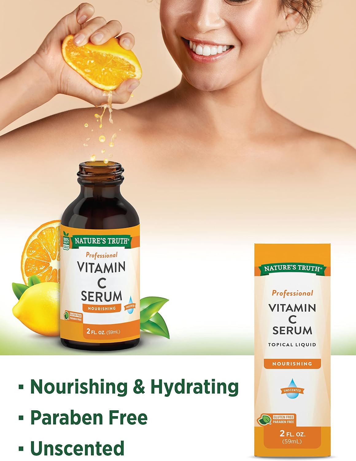 Nature's Truth Vitamin C Serum 60 ml | Face and Skin Oil | Nourishing and Fragrance-Free
