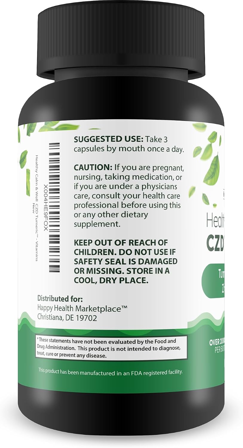 Healthy Calm & Well CDZ Cápsulas - Suplemento de Vitamina C, D, Zinc y Cúrcuma con Magnesio
