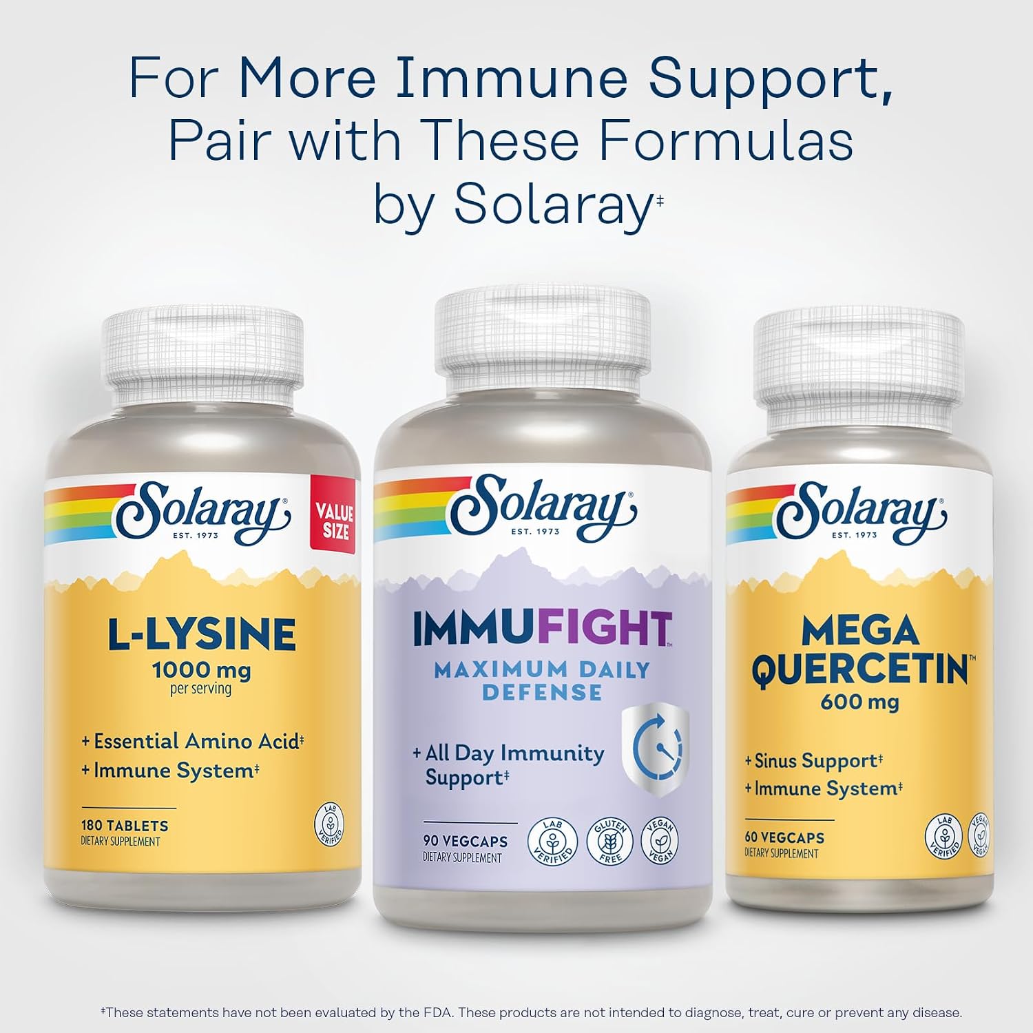 SOLARAY Immufight Maximum Daily Defense, All Day Immune Support, Vitamin C, Vitamin D, Zinc, Probiotics, Monolaurin, Acerola & More, Vegan & Gluten Free, 30 Servings, 90 VegCaps