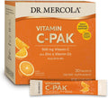 Dr. Mercola Vitamin C-PAK – Apoyo inmunitario diario – Vitamina C, D3 y zinc – Polvo antioxidante de acción rápida – Mezcla para bebida efervescente – 30 sobres