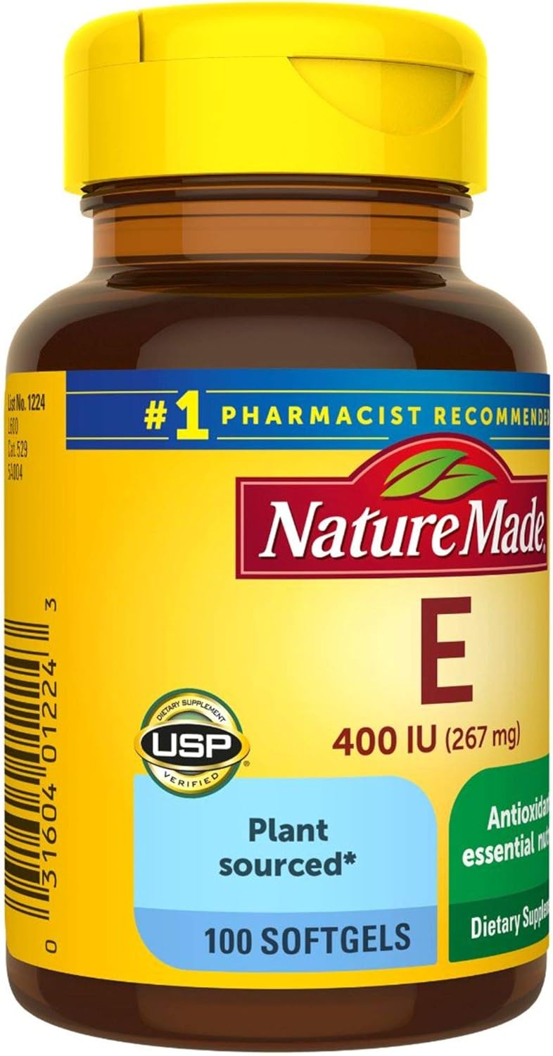 Vitamina E Natural 267 mg (400 IU) d-Alfa Tocoferol - 100 Cápsulas (Pack de 3)
