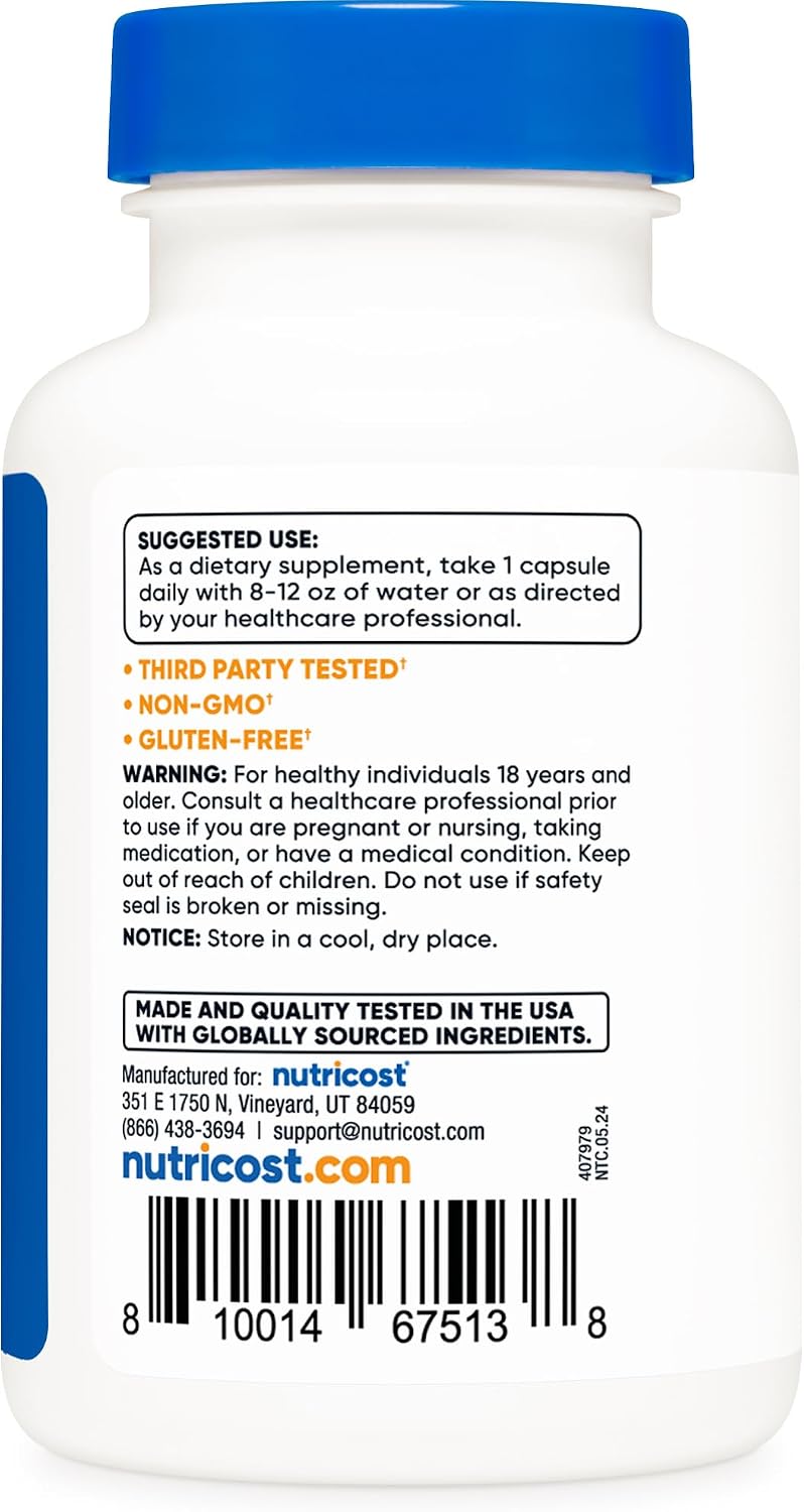 Nutricost 5-HTP 200mg, 60 Cápsulas Vegetarianas (5-Hidroxitriptófano) - No GMO y Sin Gluten