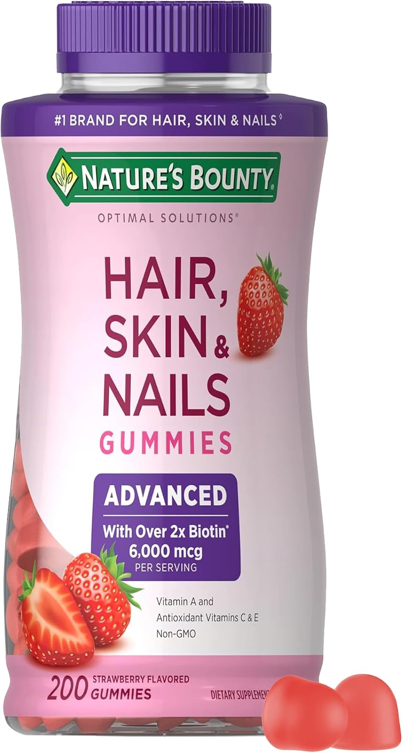 Nature's Bounty Biotina 6000 mcg Gominolas Sabor Fresa - 80 Gominolas (40 Dosis)