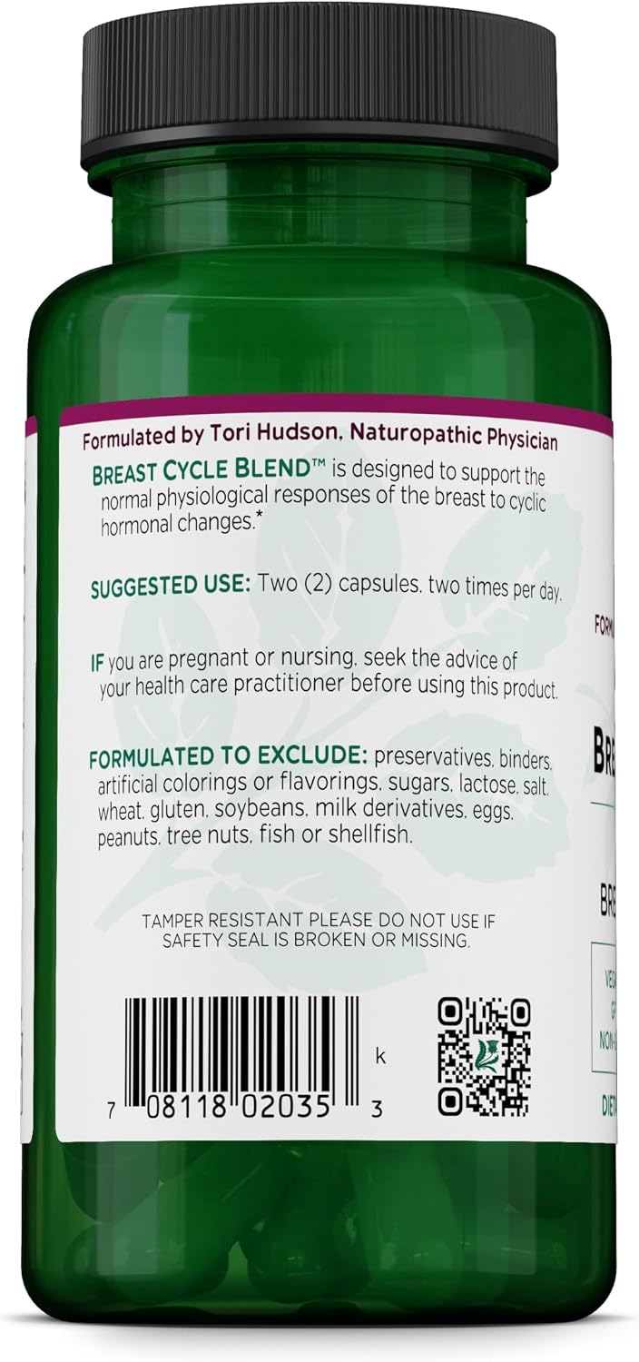 Vitanica Breast Cycle Blend - Breast Support Supplement with Chaste Tree and Vitamin E - 60 Vegan Capsules