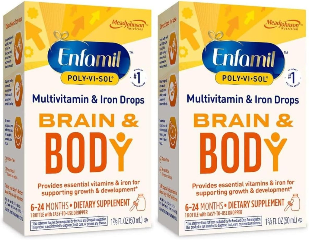 Poly-Vi-Sol Gotas Multivitamínicas con Hierro para Bebés y Niños Pequeños, 50 ml x 2