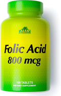 ALFA VITAMINS Ácido Fólico 800 mcg, 100 Comprimidos